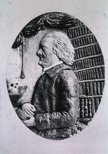 図書館の棚と頭蓋骨を表示 作： M.D. Van Eokhout